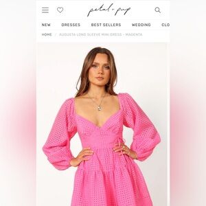 NWT Petal & Pup Augusta Long Sleeve Mini Dress - Magenta - Medium